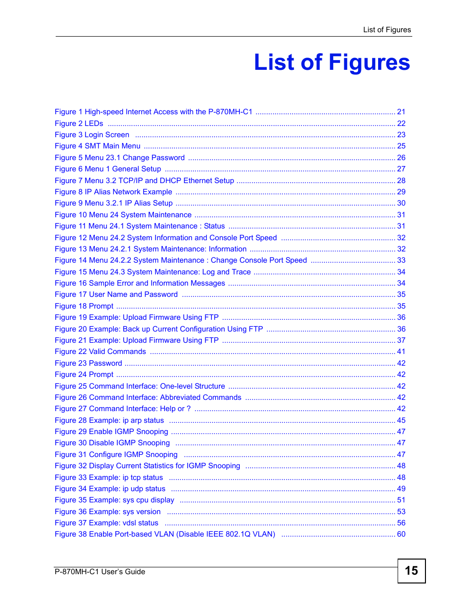 List of figures | ZyXEL Communications P-870MH-C1 User Manual | Page 15 / 74