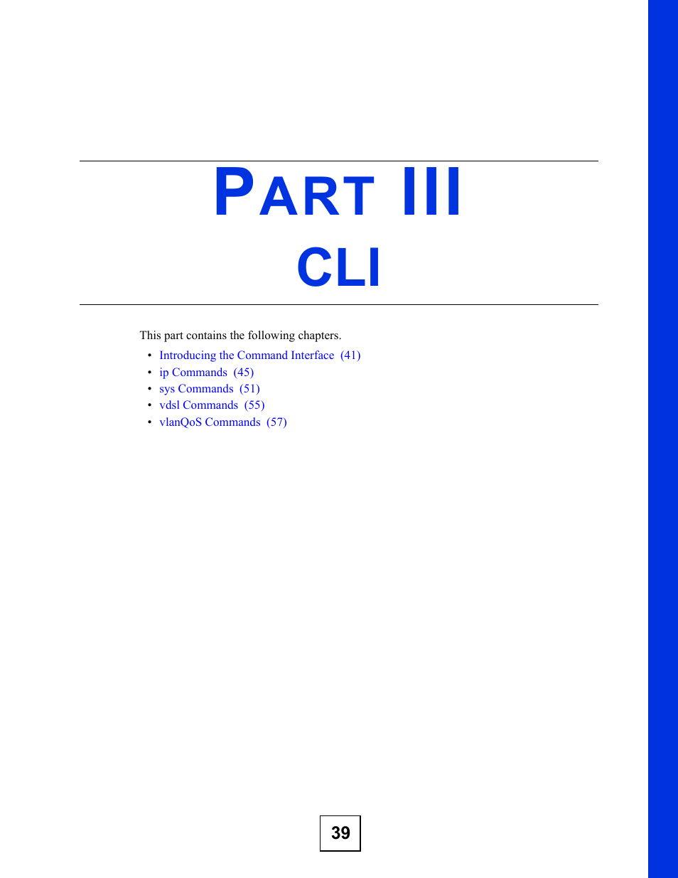 Part ii: cli | ZyXEL Communications P-870MH-C1 User Manual | Page 39 / 74