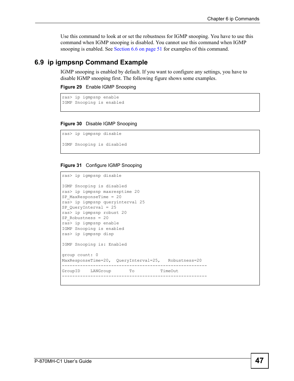9 ip igmpsnp command example | ZyXEL Communications P-870MH-C1 User Manual | Page 47 / 74