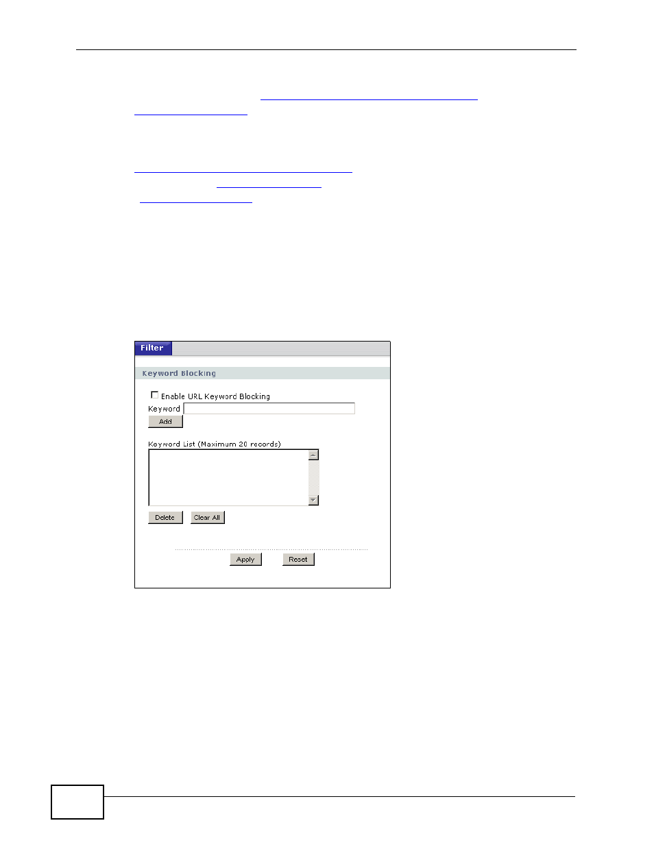 2 filter | ZyXEL Communications NBG4115 User Manual | Page 148 / 280