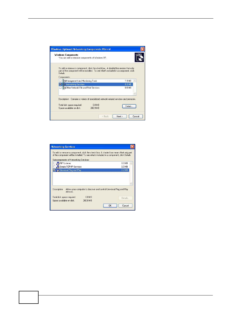 1 using upnp in windows xp example | ZyXEL Communications NBG4115 User Manual | Page 172 / 280