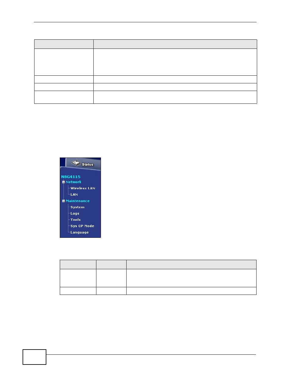 1 navigation panel | ZyXEL Communications NBG4115 User Manual | Page 58 / 280