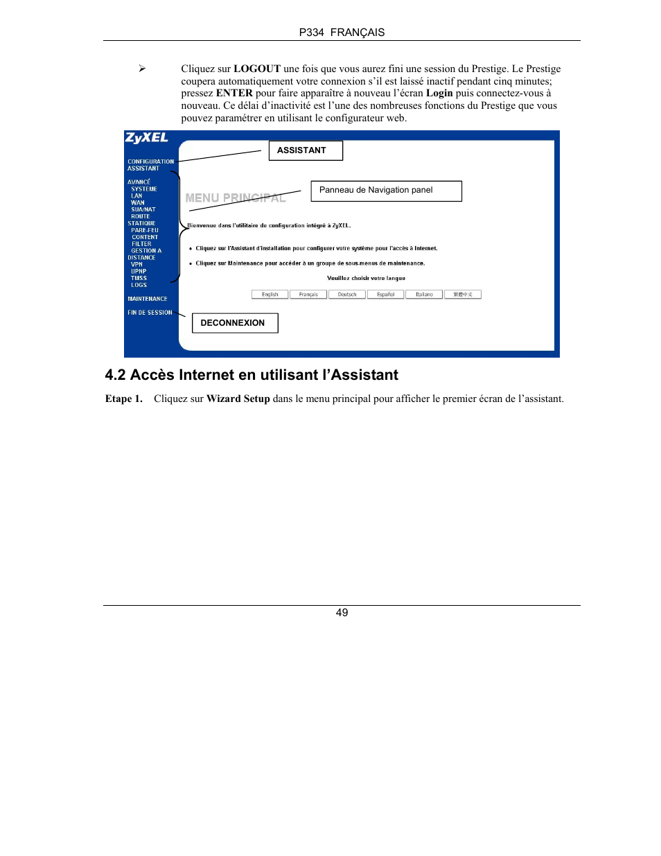 2 accès internet en utilisant l’assistant | ZyXEL Communications PRESTIGE 334 User Manual | Page 50 / 63