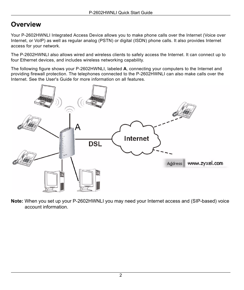 Overview | ZyXEL Communications P-2602HWNLI User Manual | Page 2 / 8