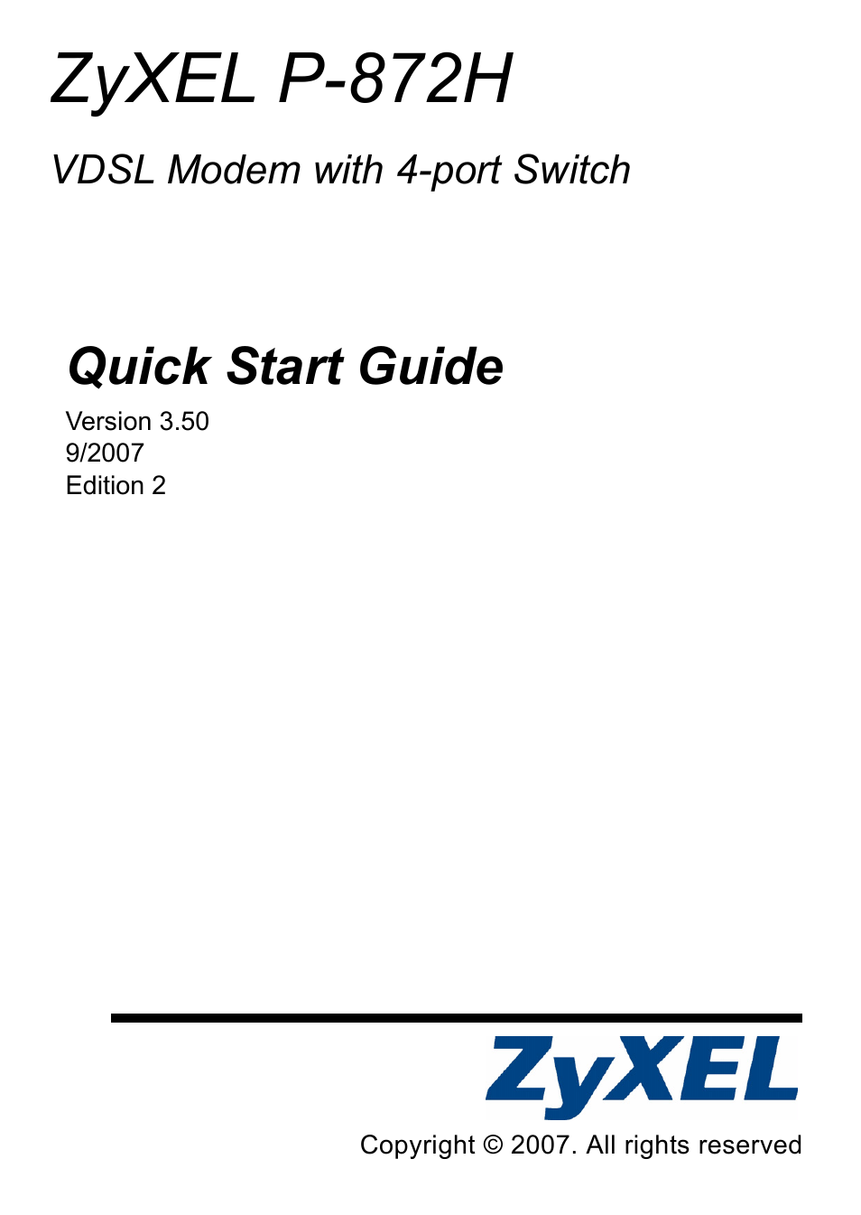 ZyXEL Communications ZyXEL P-872H User Manual | 8 pages