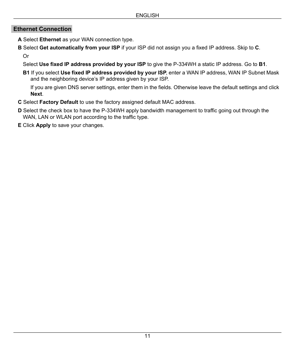 ZyXEL Communications 802.11g High Power Wireless Router P-334WH User Manual | Page 11 / 114
