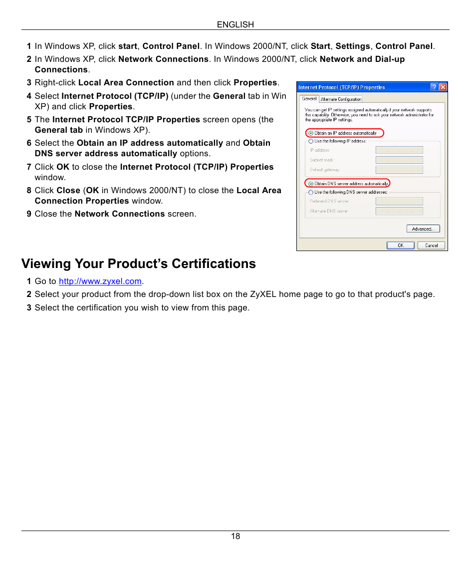 Viewing your product’s certifications | ZyXEL Communications 802.11g High Power Wireless Router P-334WH User Manual | Page 18 / 114