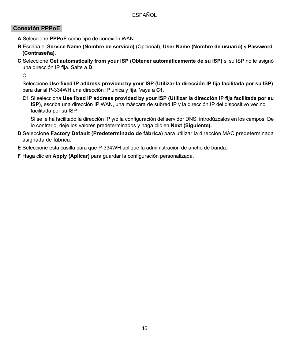 ZyXEL Communications 802.11g High Power Wireless Router P-334WH User Manual | Page 46 / 114