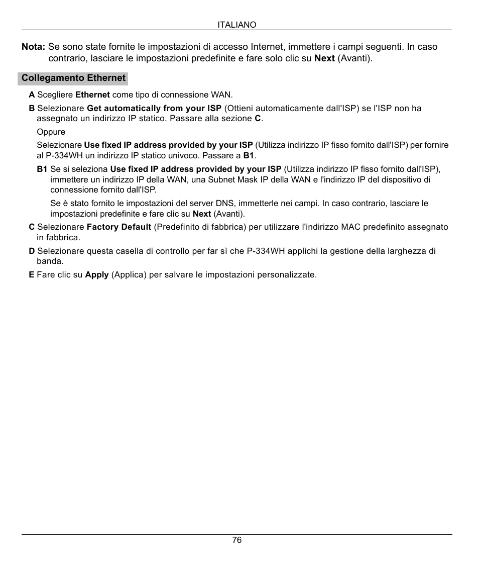 ZyXEL Communications 802.11g High Power Wireless Router P-334WH User Manual | Page 76 / 114
