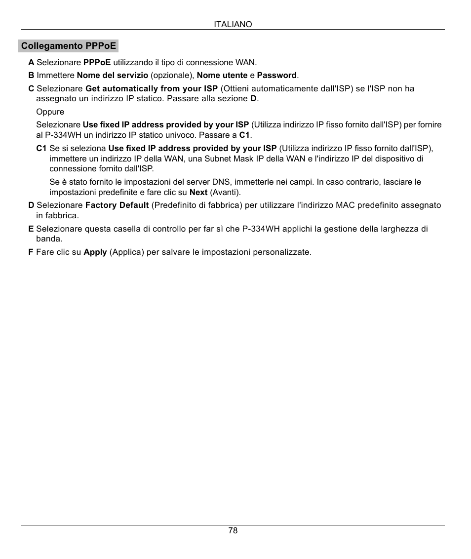 ZyXEL Communications 802.11g High Power Wireless Router P-334WH User Manual | Page 78 / 114