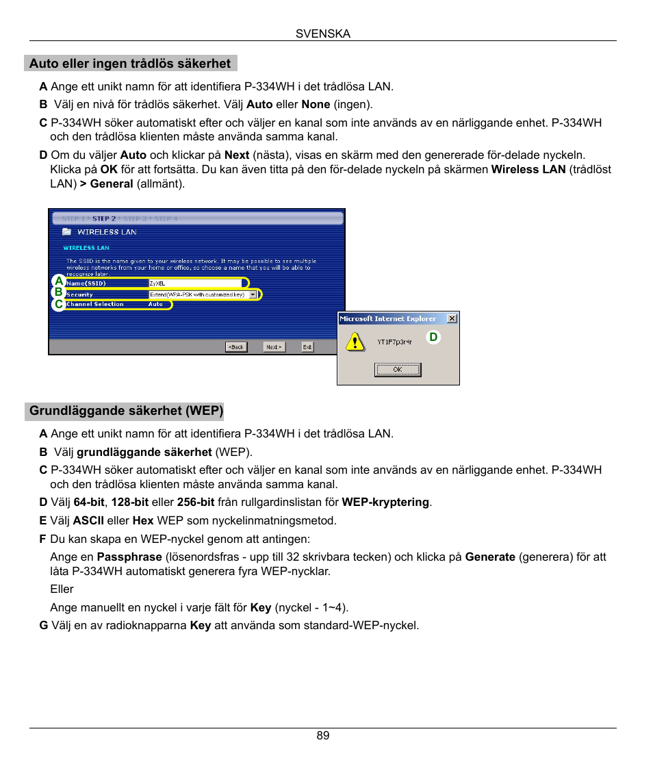 ZyXEL Communications 802.11g High Power Wireless Router P-334WH User Manual | Page 89 / 114