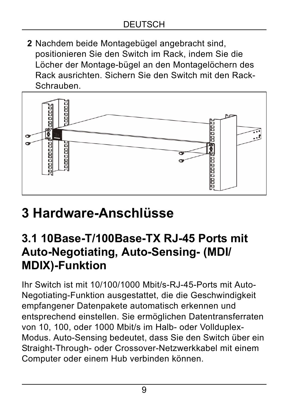 3 hardware-anschlüsse | ZyXEL Communications ZyXEL Dimension ES-2108-F User Manual | Page 11 / 43
