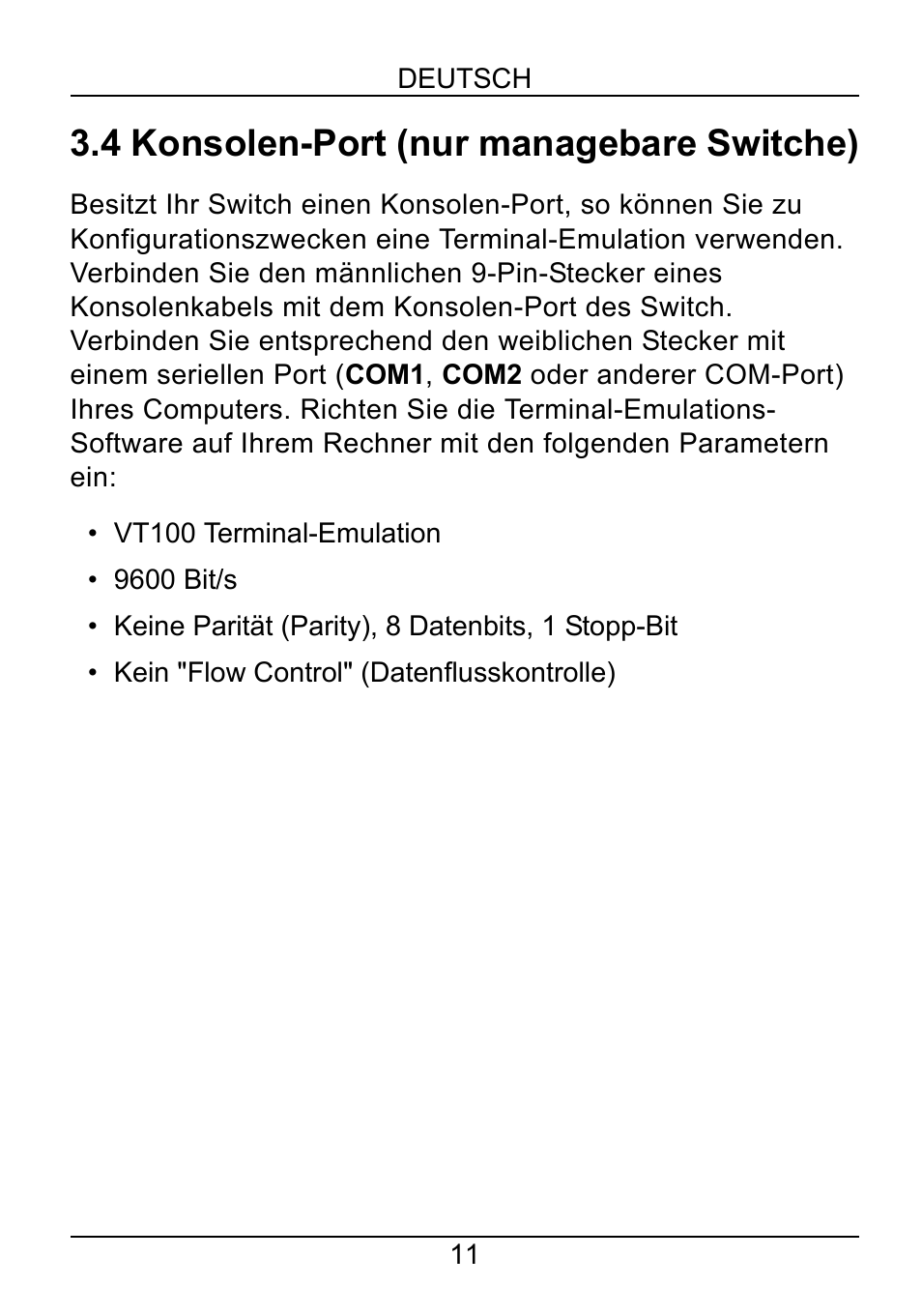 4 konsolen-port (nur managebare switche) | ZyXEL Communications ZyXEL Dimension ES-2108-F User Manual | Page 13 / 43
