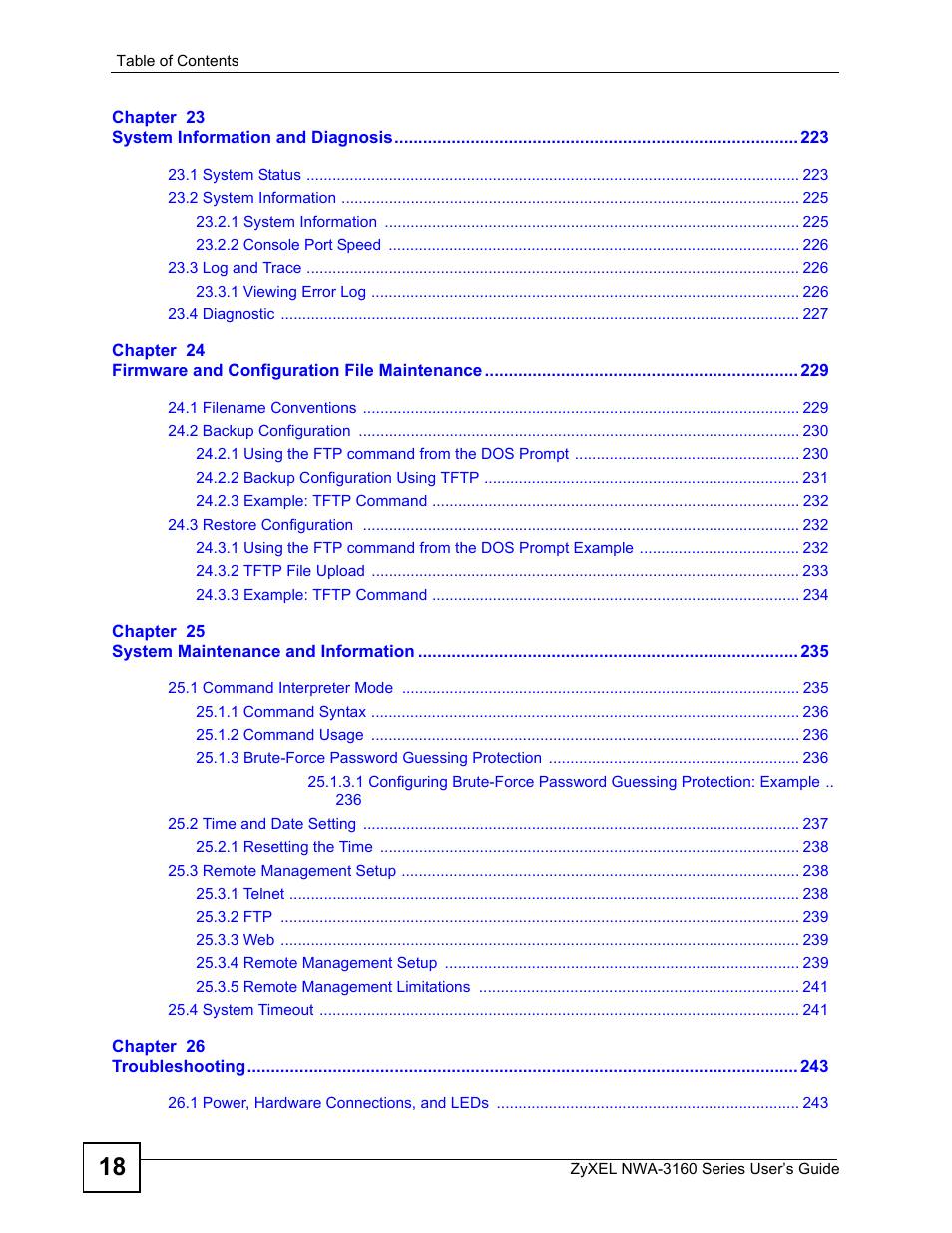 ZyXEL Communications NWA-3160 Series User Manual | Page 18 / 320