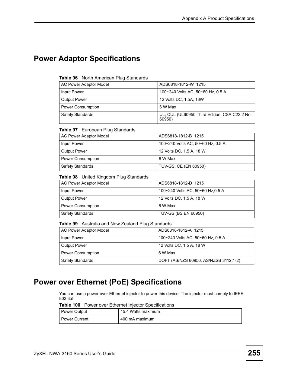 ZyXEL Communications NWA-3160 Series User Manual | Page 255 / 320