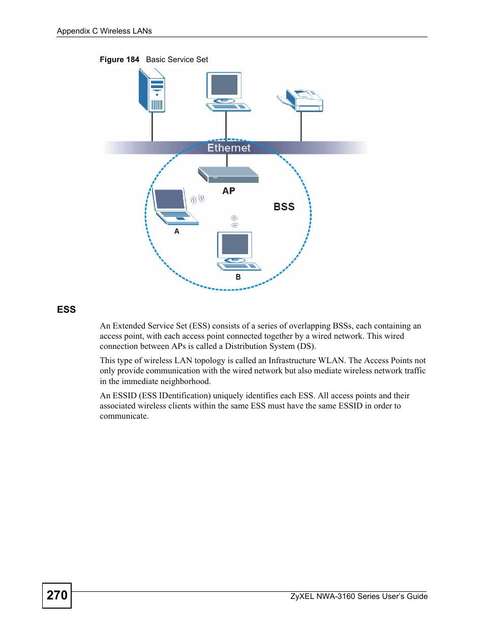 Figure 184 basic service set | ZyXEL Communications NWA-3160 Series User Manual | Page 270 / 320