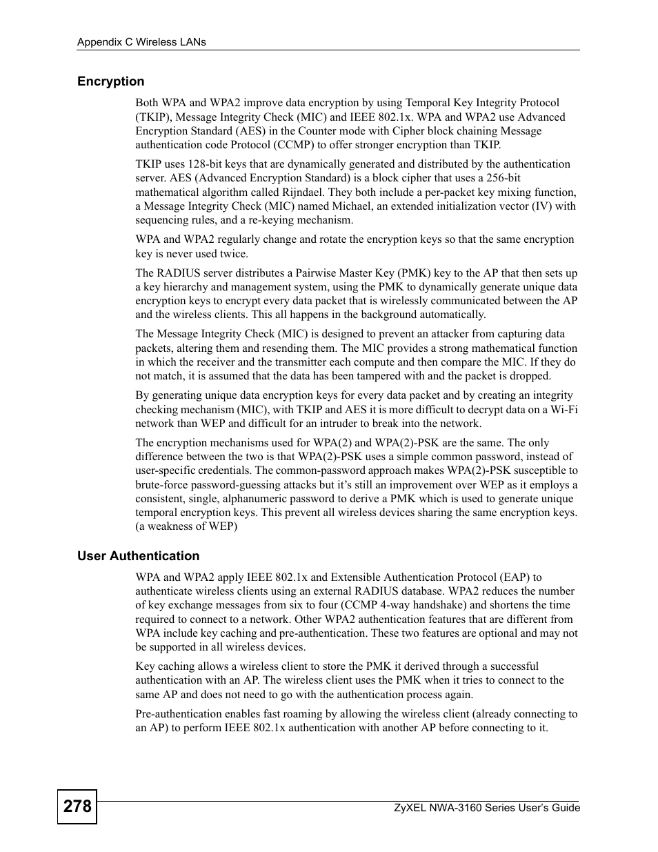 ZyXEL Communications NWA-3160 Series User Manual | Page 278 / 320