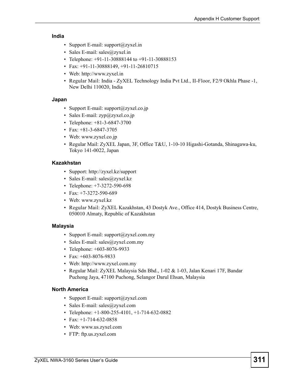 ZyXEL Communications NWA-3160 Series User Manual | Page 311 / 320