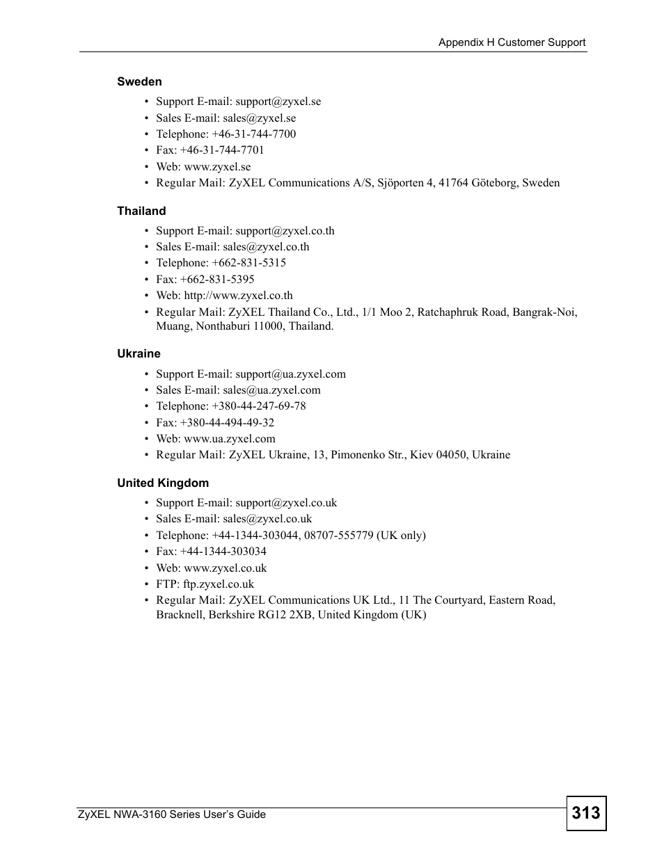 ZyXEL Communications NWA-3160 Series User Manual | Page 313 / 320