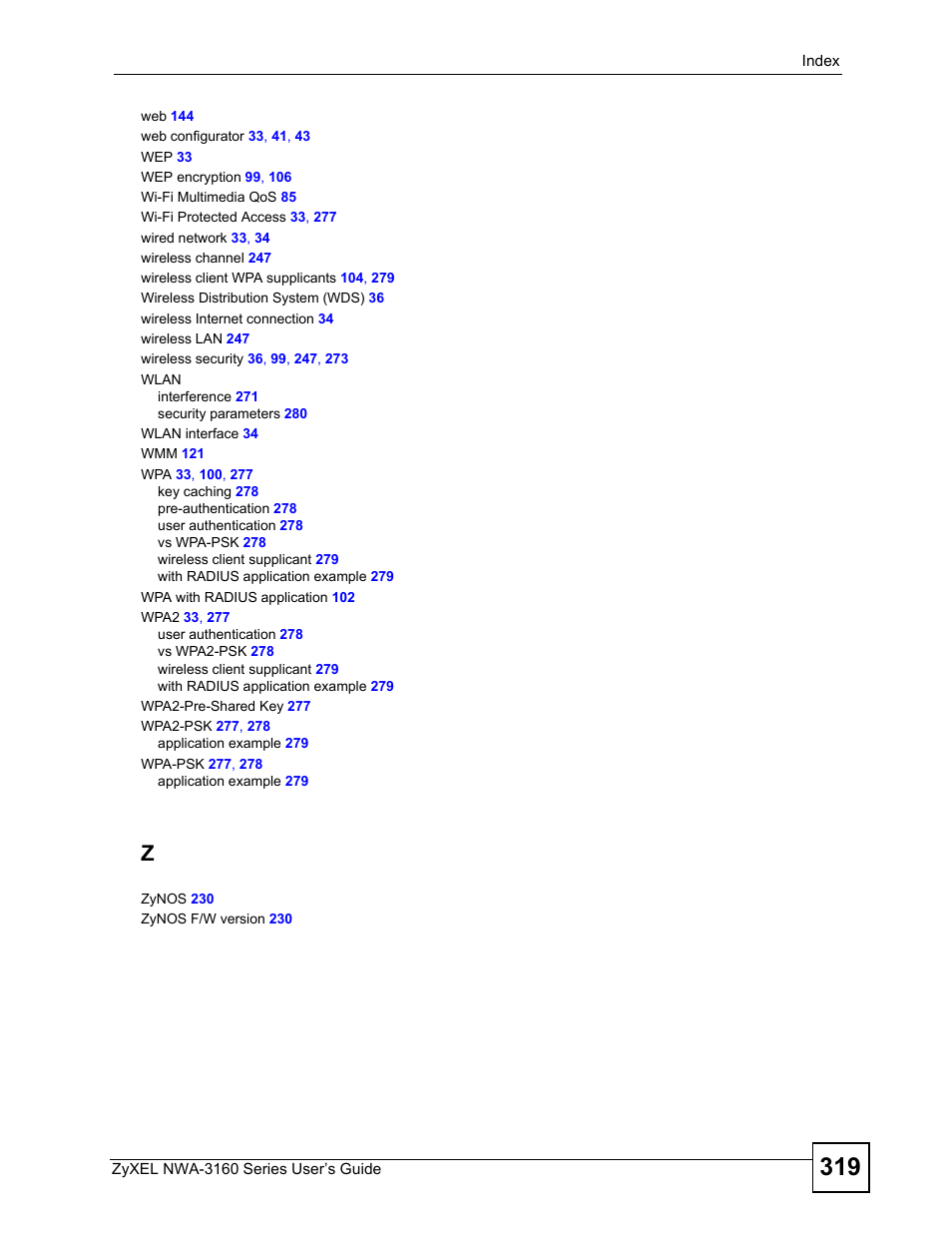 ZyXEL Communications NWA-3160 Series User Manual | Page 319 / 320