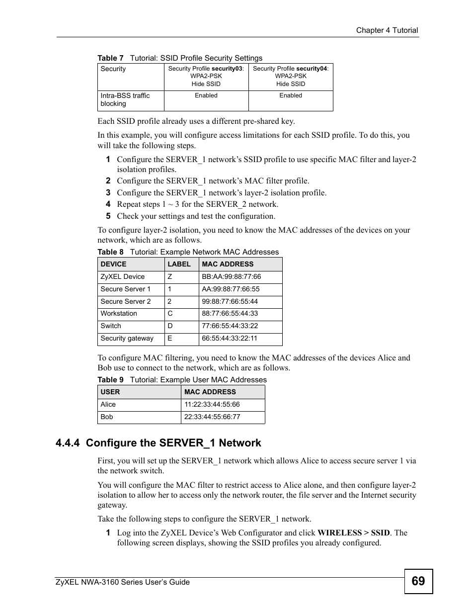 4 configure the server_1 network | ZyXEL Communications NWA-3160 Series User Manual | Page 69 / 320