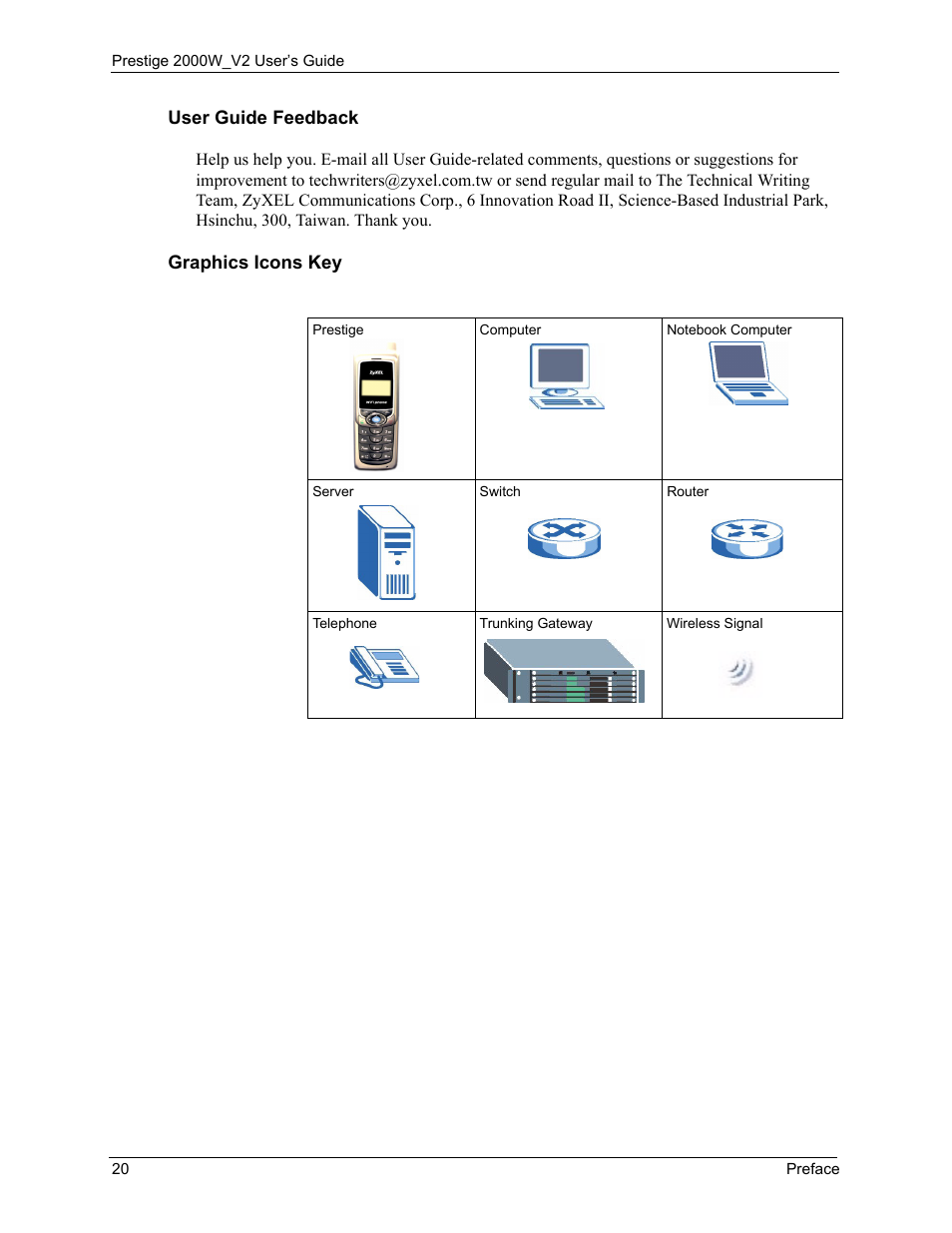 ZyXEL Communications Prestige 2000W User Manual | Page 20 / 127