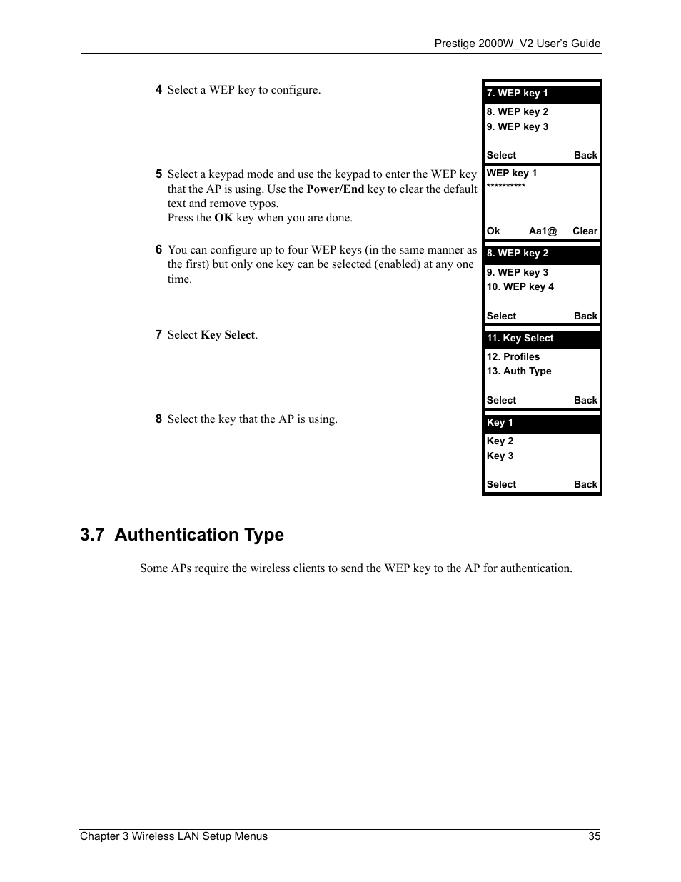 7 authentication type | ZyXEL Communications Prestige 2000W User Manual | Page 35 / 127