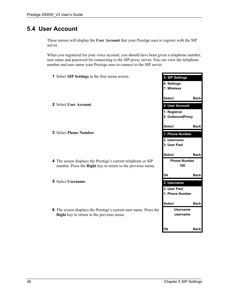 4 user account | ZyXEL Communications Prestige 2000W User Manual | Page 46 / 127
