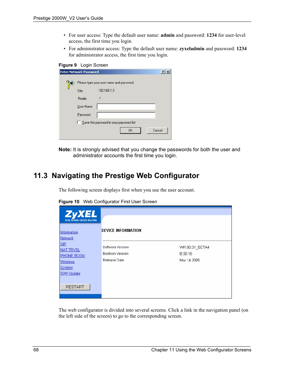 3 navigating the prestige web configurator | ZyXEL Communications Prestige 2000W User Manual | Page 68 / 127