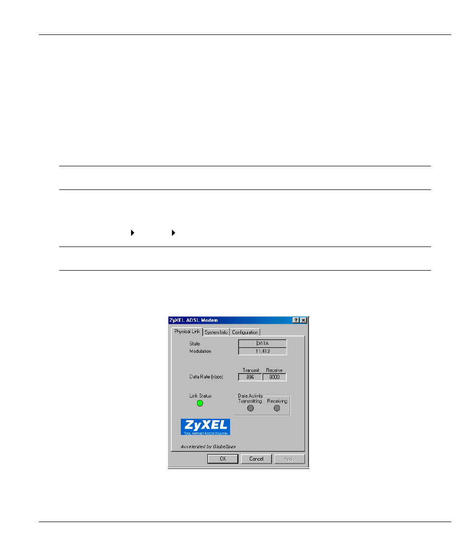 Control panel application, Procedure, Chapter 3 control panel application | 1 procedure | ZyXEL Communications P630M User Manual | Page 27 / 52