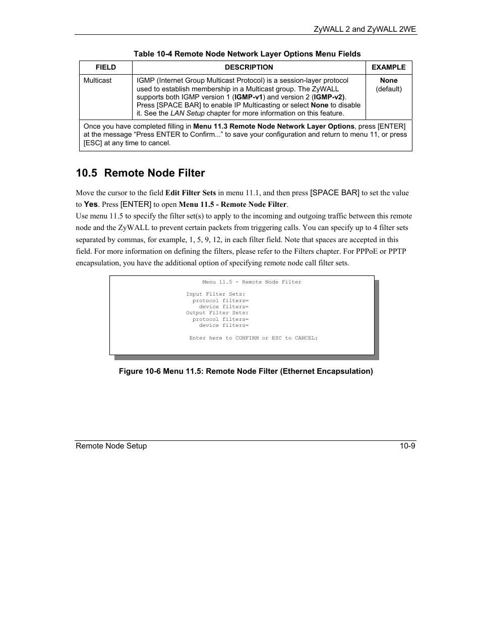Remote node filter, 5 remote node filter | ZyXEL Communications ZyXEL ZyWALL 2WE User Manual | Page 107 / 433