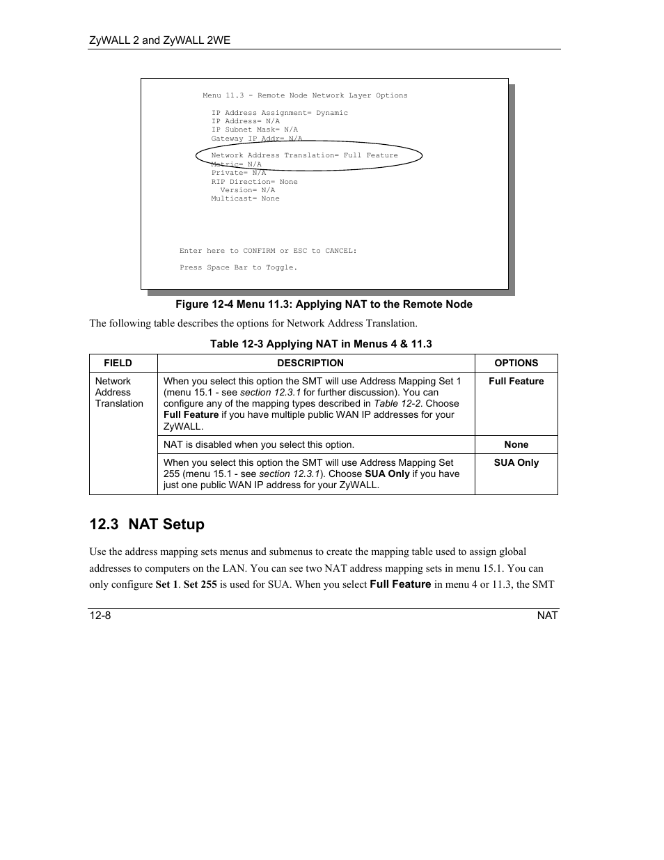 Nat setup, 3 nat setup | ZyXEL Communications ZyXEL ZyWALL 2WE User Manual | Page 124 / 433