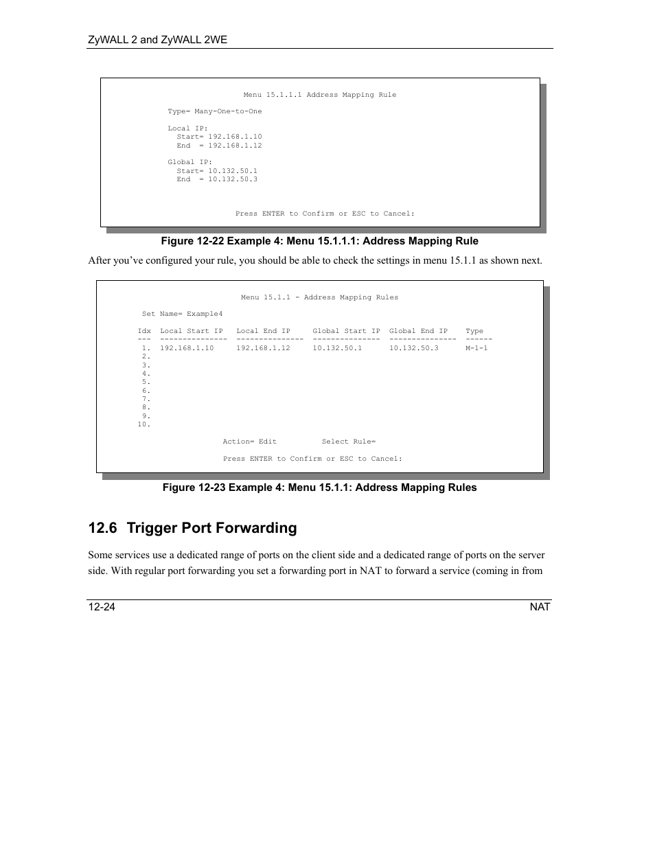 Trigger port forwarding, 6 trigger port forwarding | ZyXEL Communications ZyXEL ZyWALL 2WE User Manual | Page 140 / 433