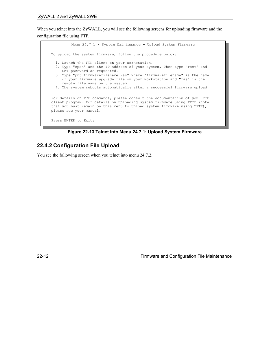 2 configuration file upload | ZyXEL Communications ZyXEL ZyWALL 2WE User Manual | Page 258 / 433