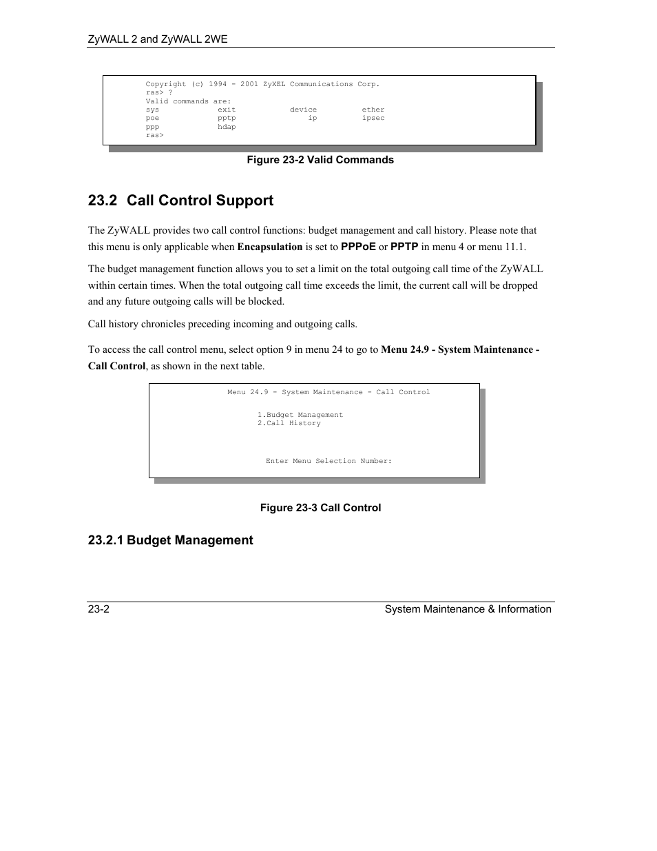 Call control support, 2 call control support, 1 budget management | ZyXEL Communications ZyXEL ZyWALL 2WE User Manual | Page 268 / 433