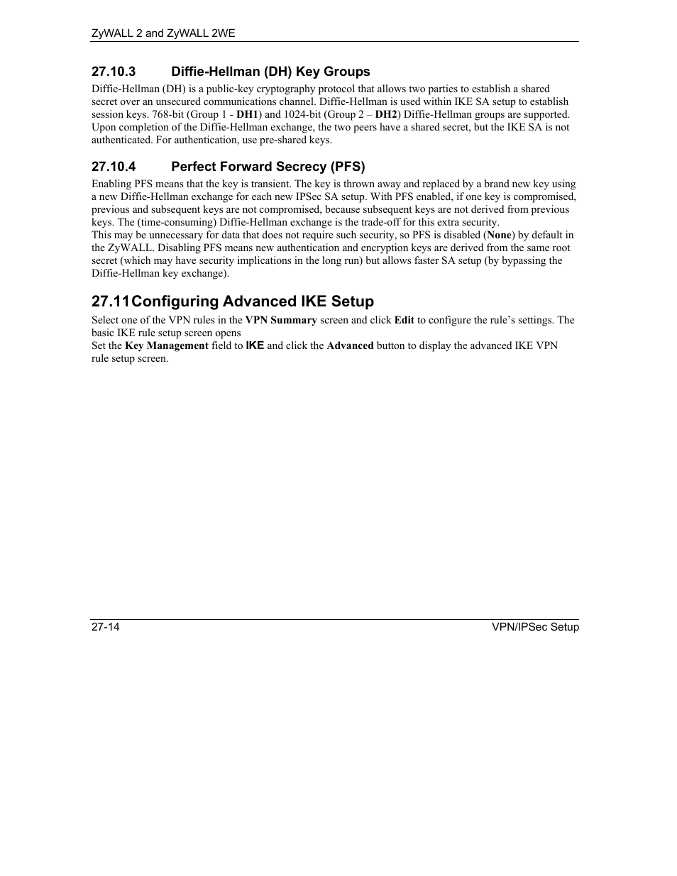 Configuring advanced ike setup, 11 configuring advanced ike setup | ZyXEL Communications ZyXEL ZyWALL 2WE User Manual | Page 308 / 433