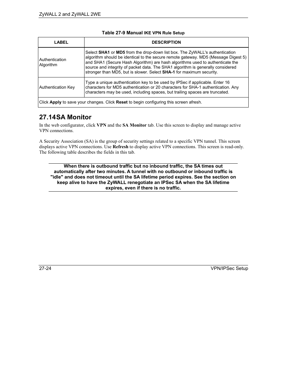 Sa monitor, 14 sa monitor | ZyXEL Communications ZyXEL ZyWALL 2WE User Manual | Page 318 / 433