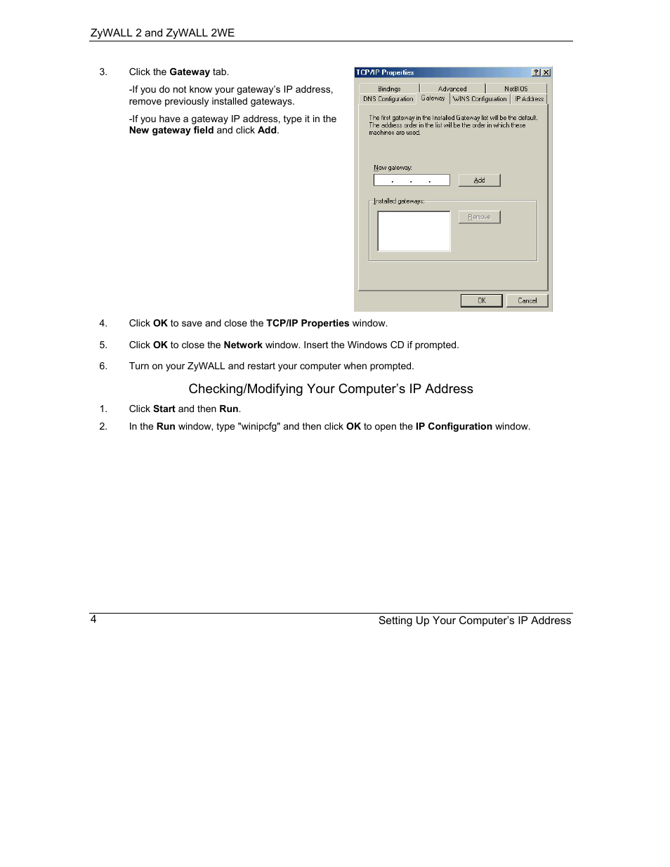 Checking/modifying your computer’s ip address | ZyXEL Communications ZyXEL ZyWALL 2WE User Manual | Page 336 / 433