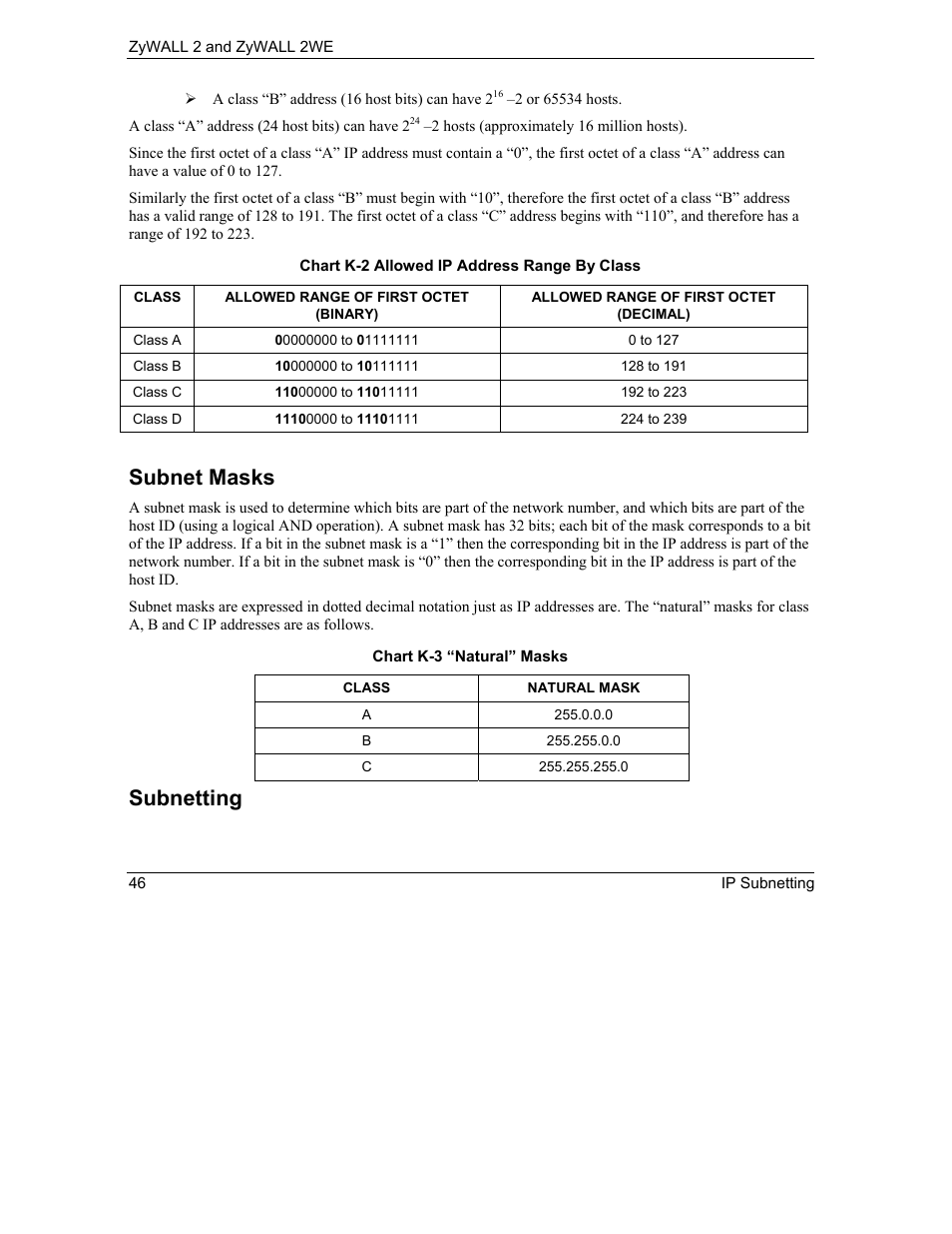 Subnet masks, Subnetting | ZyXEL Communications ZyXEL ZyWALL 2WE User Manual | Page 378 / 433