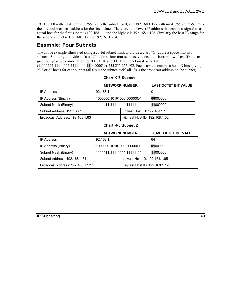 Example: four subnets | ZyXEL Communications ZyXEL ZyWALL 2WE User Manual | Page 381 / 433