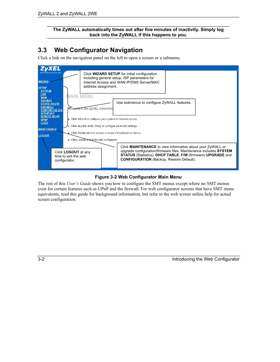 Web configurator navigation, 3 web configurator navigation | ZyXEL Communications ZyXEL ZyWALL 2WE User Manual | Page 46 / 433
