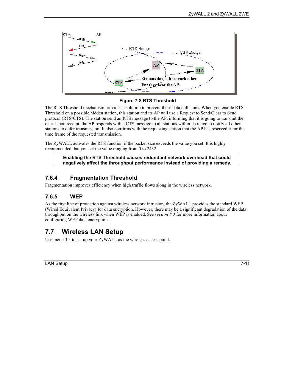 Wireless lan setup, 7 wireless lan setup | ZyXEL Communications ZyXEL ZyWALL 2WE User Manual | Page 75 / 433