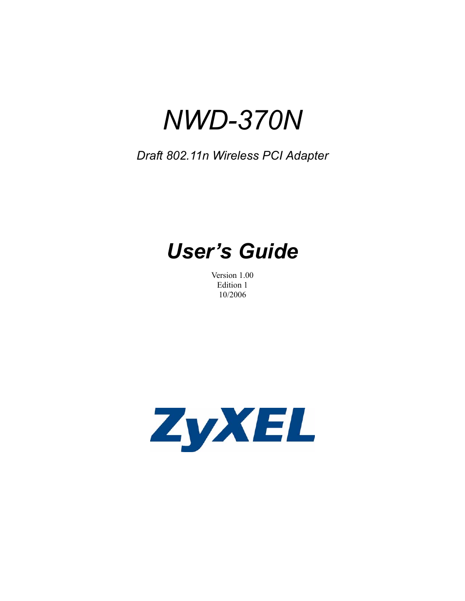 ZyXEL Communications NWD-370N User Manual | 88 pages