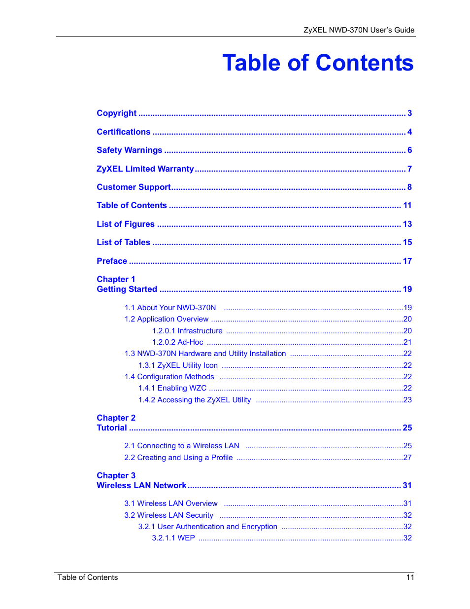 ZyXEL Communications NWD-370N User Manual | Page 11 / 88