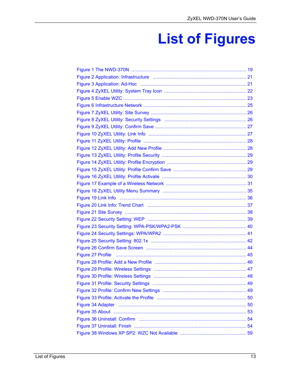 List of figures | ZyXEL Communications NWD-370N User Manual | Page 13 / 88
