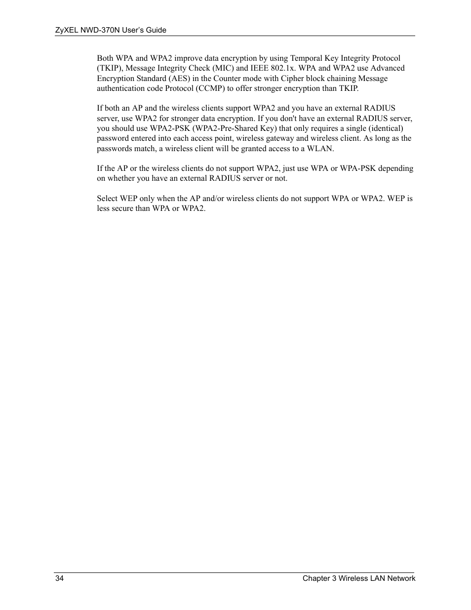 ZyXEL Communications NWD-370N User Manual | Page 34 / 88