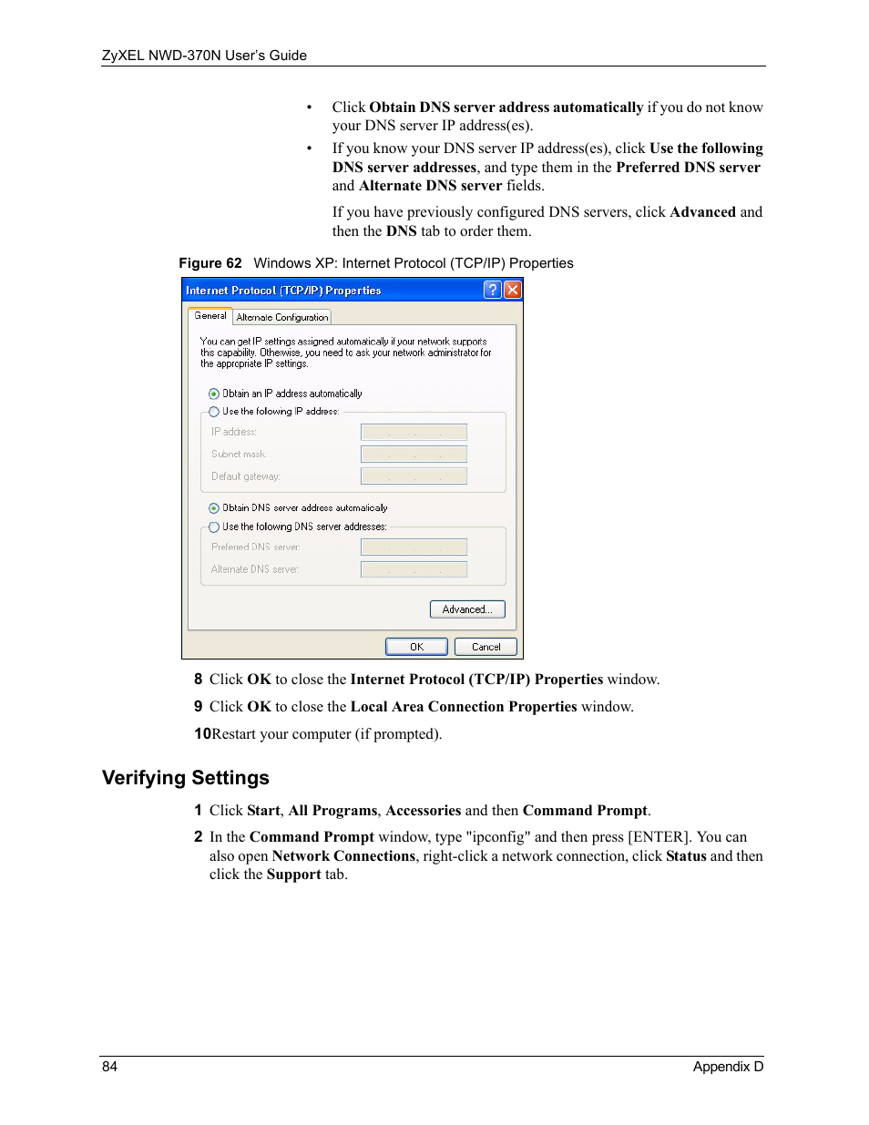 Verifying settings | ZyXEL Communications NWD-370N User Manual | Page 84 / 88