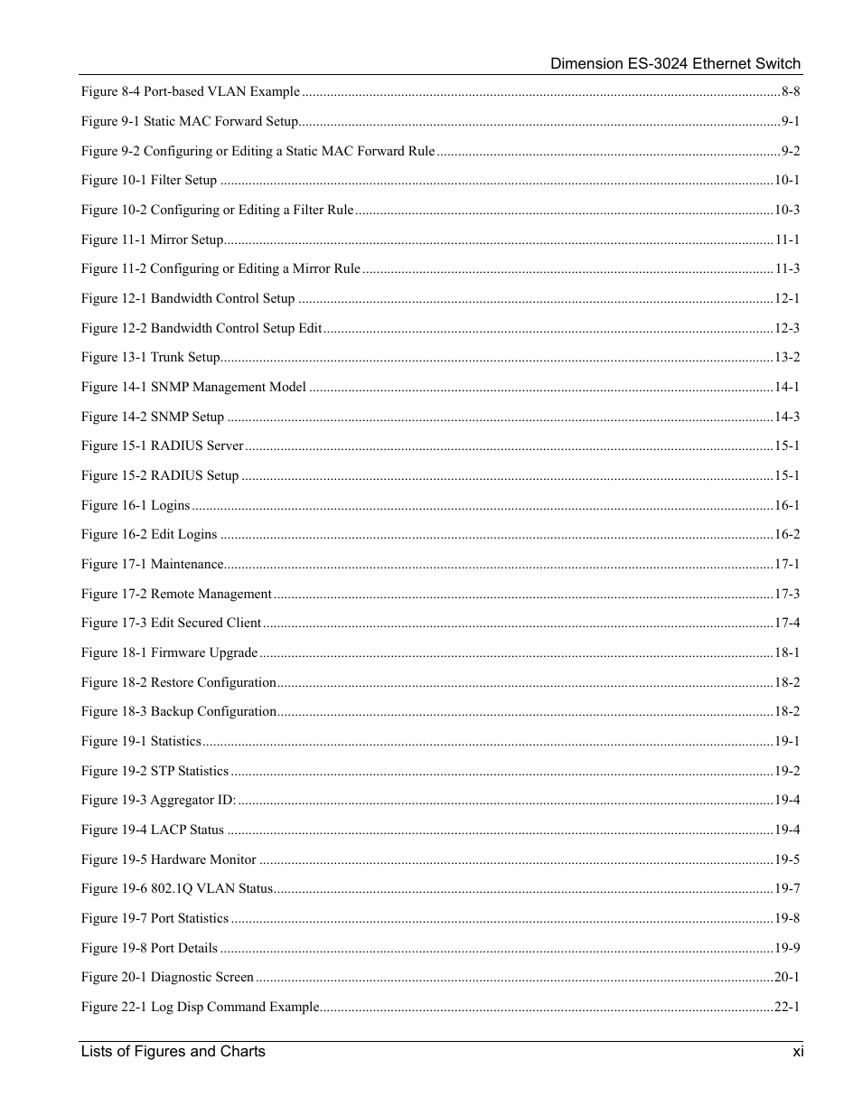 ZyXEL Communications ZyXEL Dimension ES-3024 User Manual | Page 11 / 167