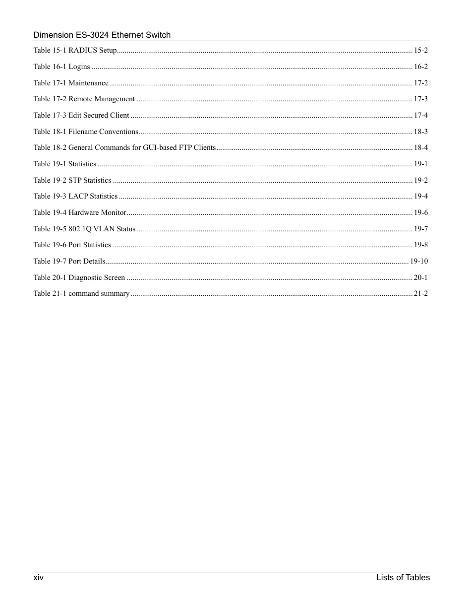 ZyXEL Communications ZyXEL Dimension ES-3024 User Manual | Page 14 / 167