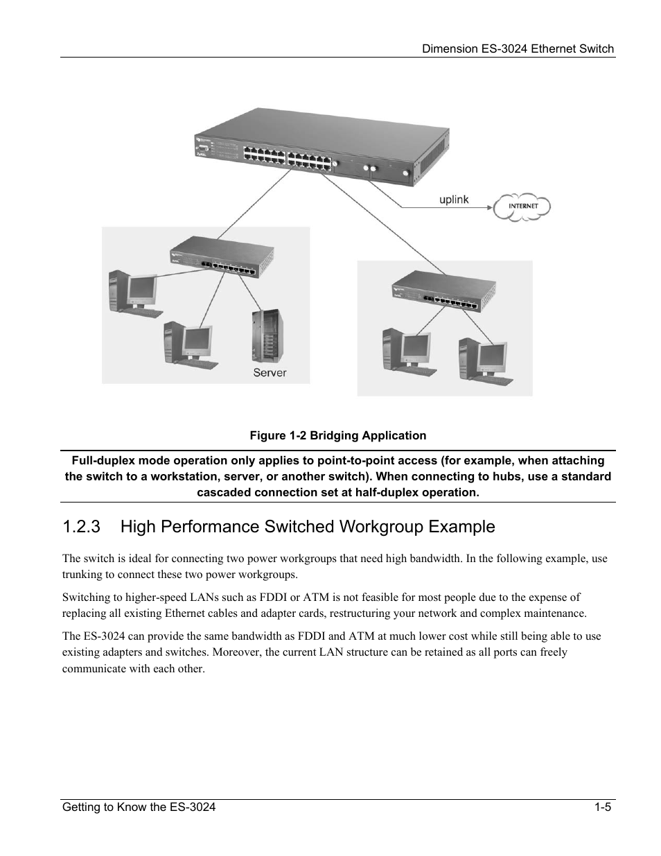 3 high performance switched workgroup example | ZyXEL Communications ZyXEL Dimension ES-3024 User Manual | Page 23 / 167